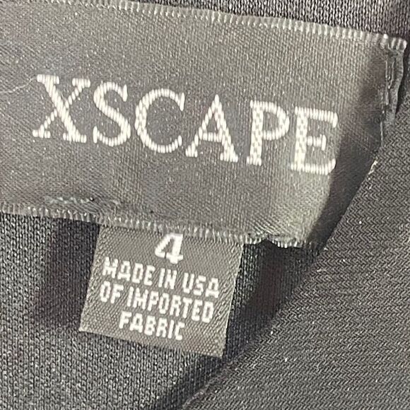 Xscape Black Beaded Illusion Side Stretch Jersey Dress Sz 4 - Picture 5 of 7